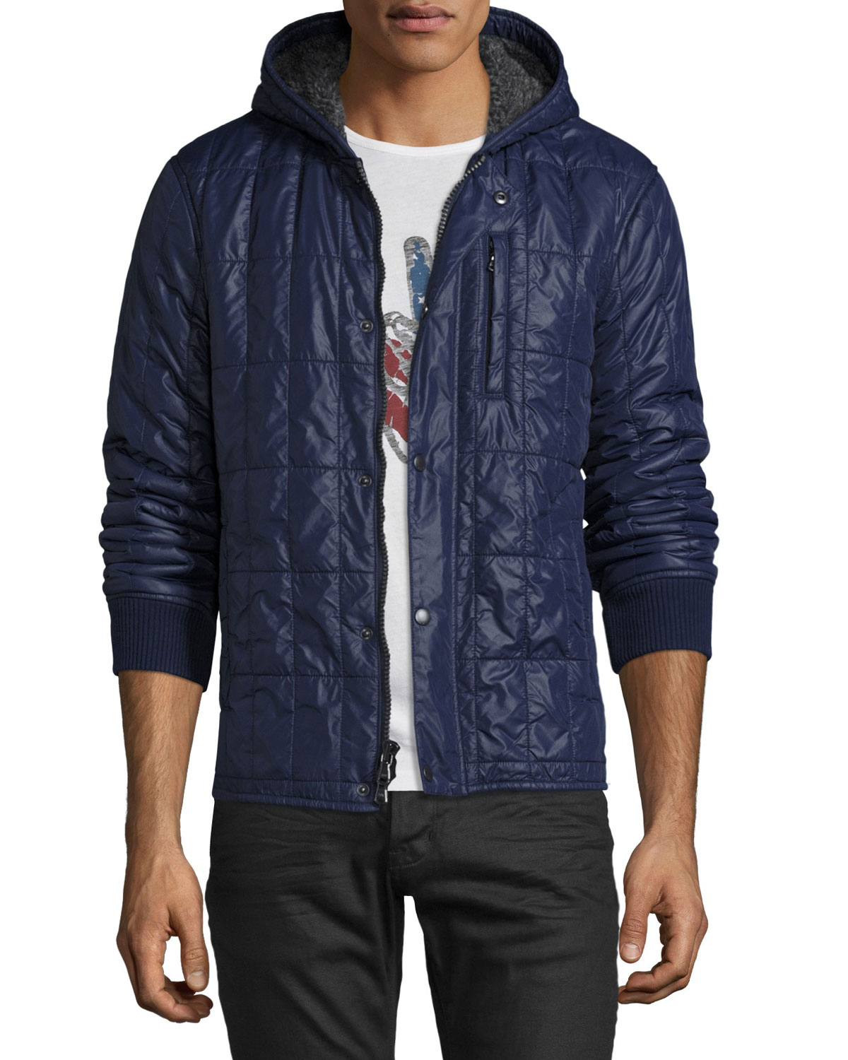 Deep Blue Down Jacket Outfits