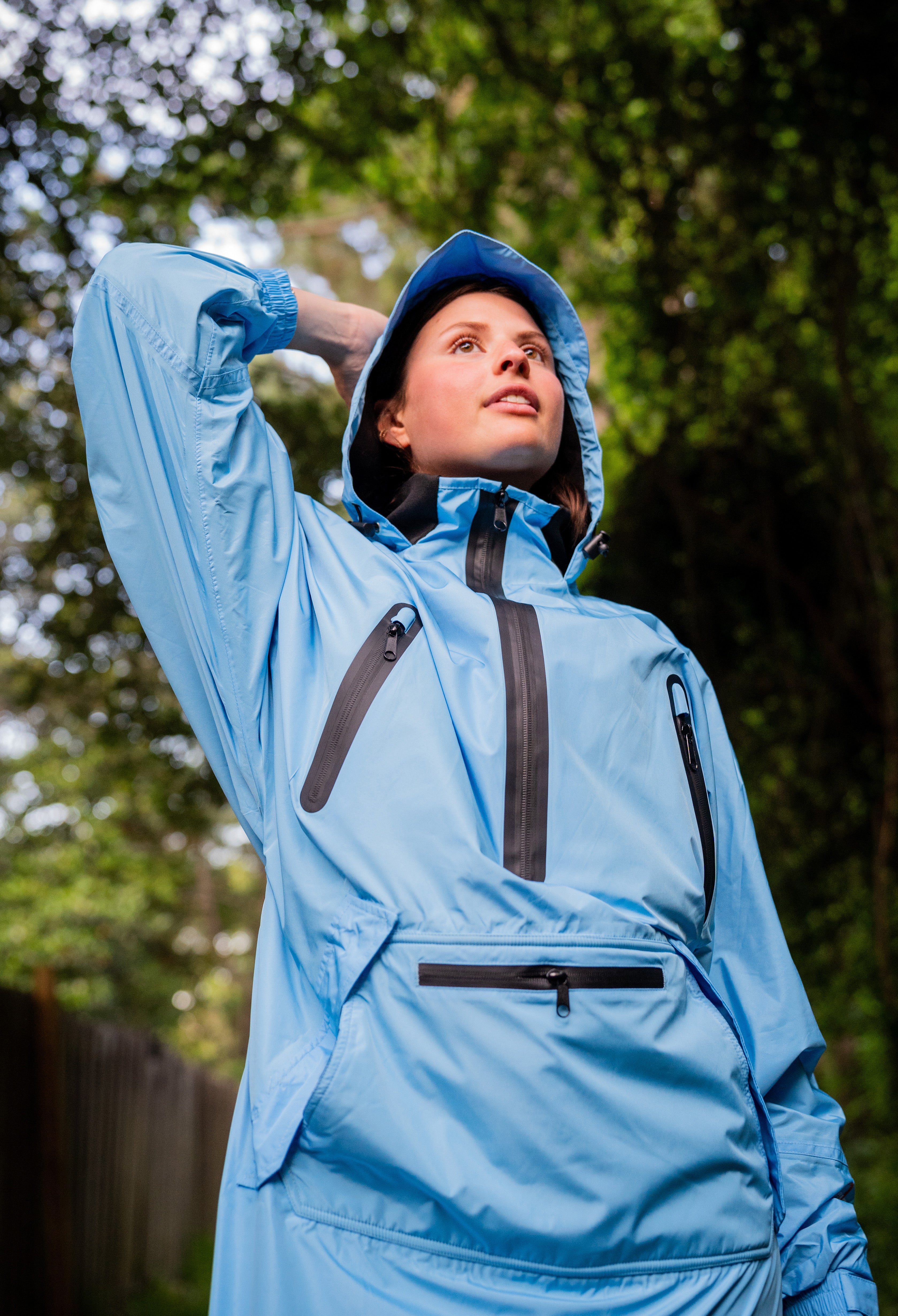 The Perfect Pairing of a Sky Blue Down Jacket