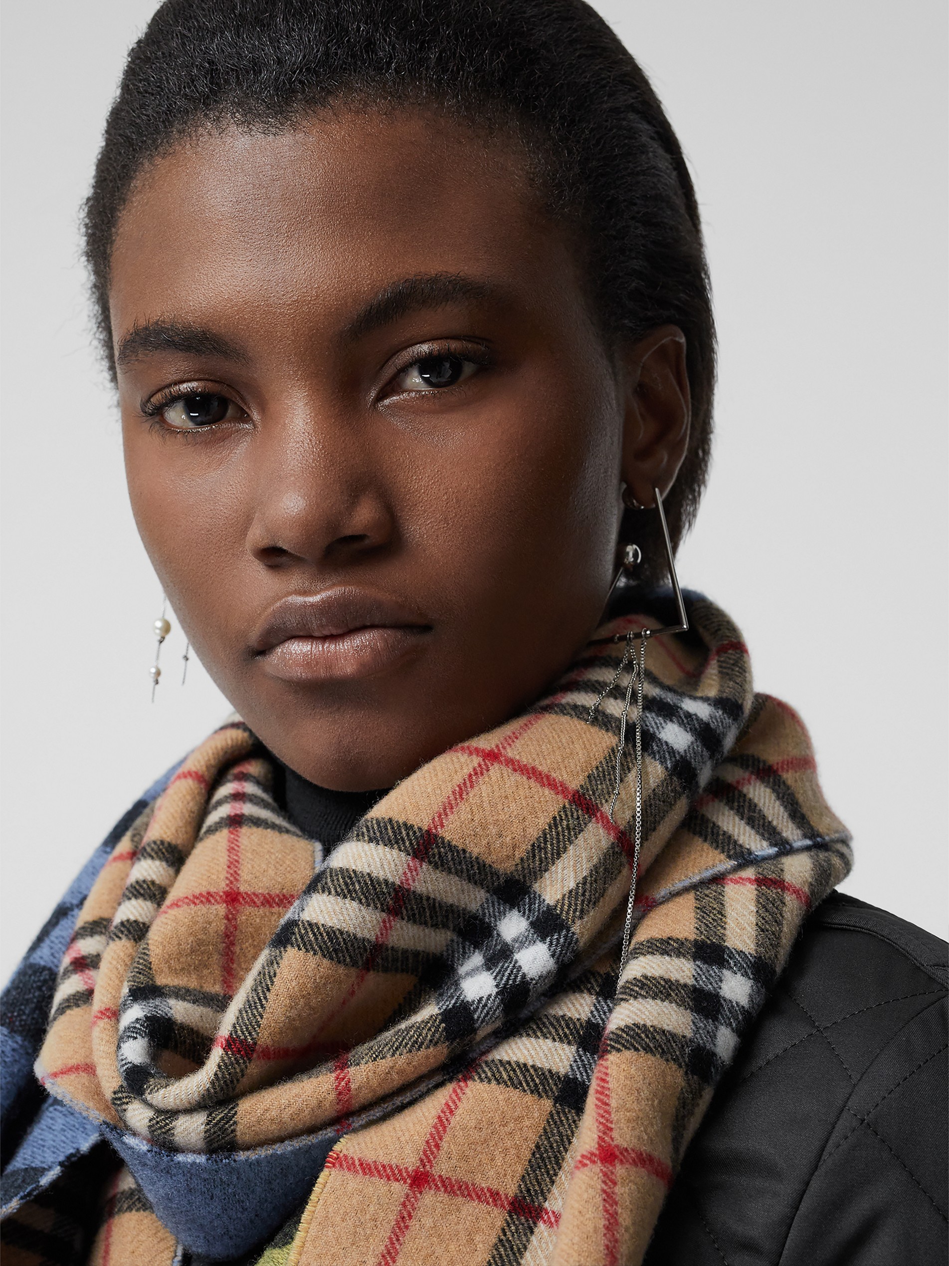 The beauty of a black and white checkered scarf
