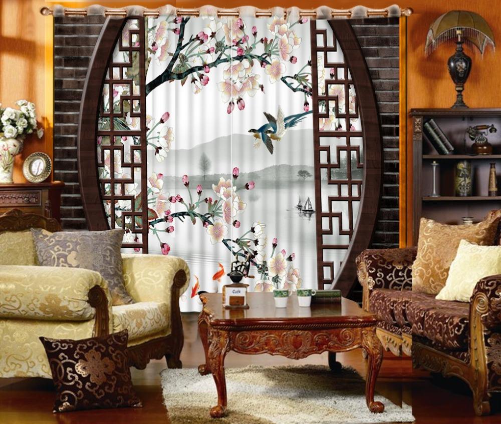 Title: Chinese-style Living Room Curtain Design Ideas