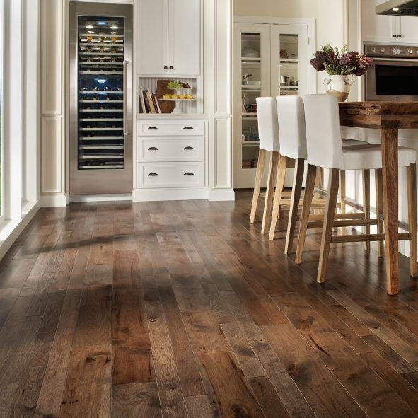 Title: Dark Wood Flooring and Curtains: A Perfect Combination